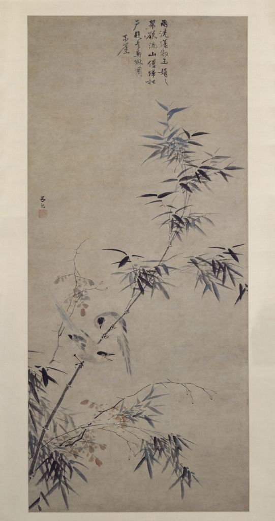 图片[1]-Lv Ji’s bamboo and bird picture axis-China Archive